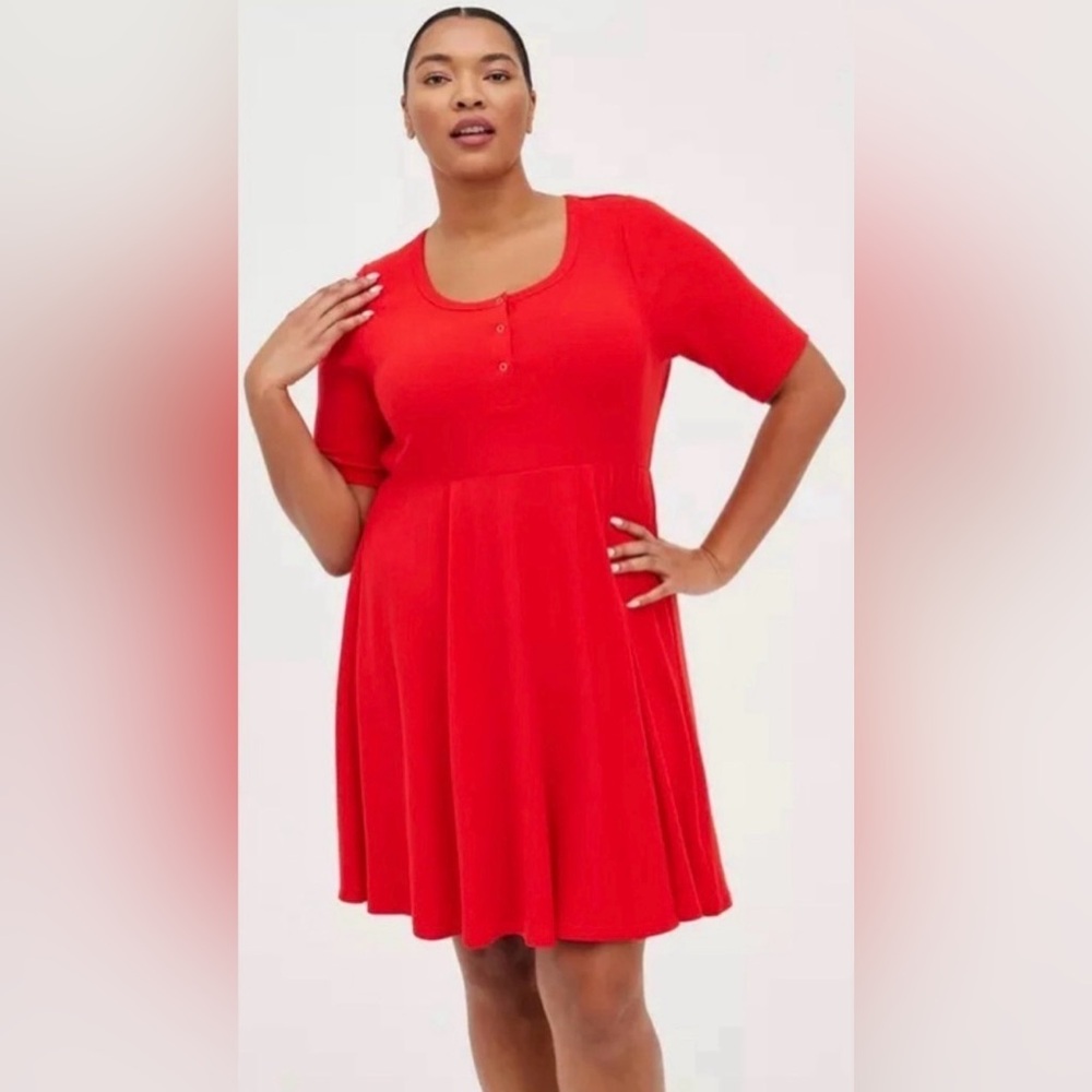 Torrid Red Ribbed Mini Skater Dress – Size 3X